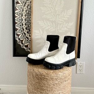 Circus Chunky Chelsea Booties in White and Black